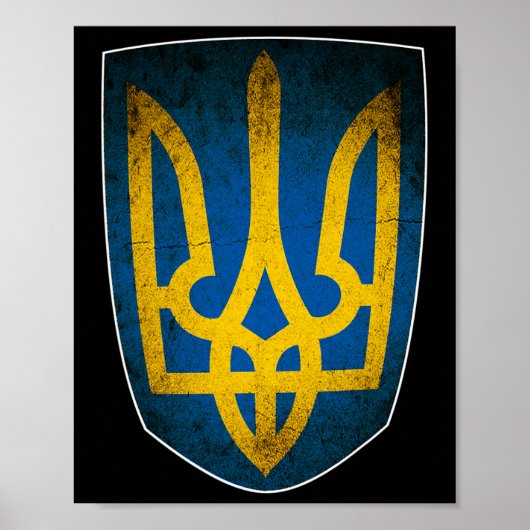 Ukraine Flag And Trident Ukrainian 1  ポスター (正面)