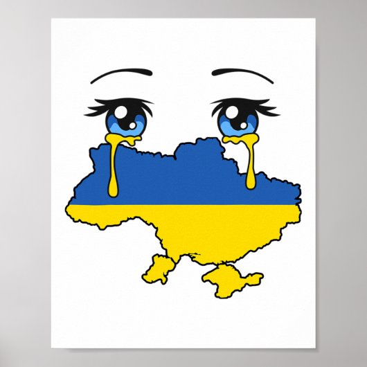 Ukraine Flag Crying Tears For Ukraine  ポスター (正面)