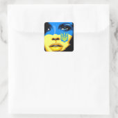 Ukraine Flag painted on Beautiful Girl Portrait  スクエアシール (バッグ)