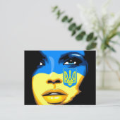 Ukraine Flag painted on Beautiful Girl Portrait ポストカード (スタンド正面)