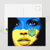Ukraine Flag painted on Beautiful Girl Portrait ポストカード (正面/裏面)