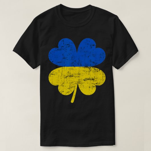 Ukraine Flag Shamrock Four Leaf Clover Ukrainian L Tシャツ (デザイン正面)