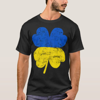 Ukraine Flag Shamrock Four Leaf Clover Ukrainian L Tシャツ
