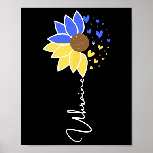 Ukraine Flag Sunflower Hearts  ポスター (正面)