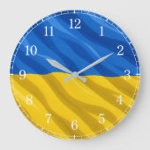 Ukraine Flag Wall Clock — Waving Flag Design ラージ壁時計 (正面)