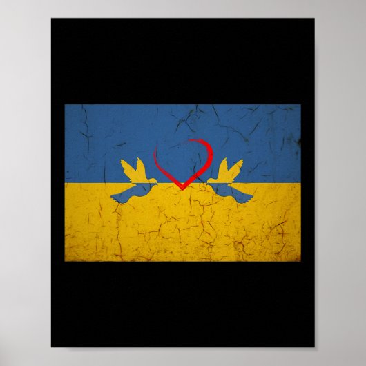 Ukraine Flag With Heart  ポスター (正面)