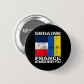 Ukraine France Stands With You French Support Flag 缶バッジ (正面&裏面)
