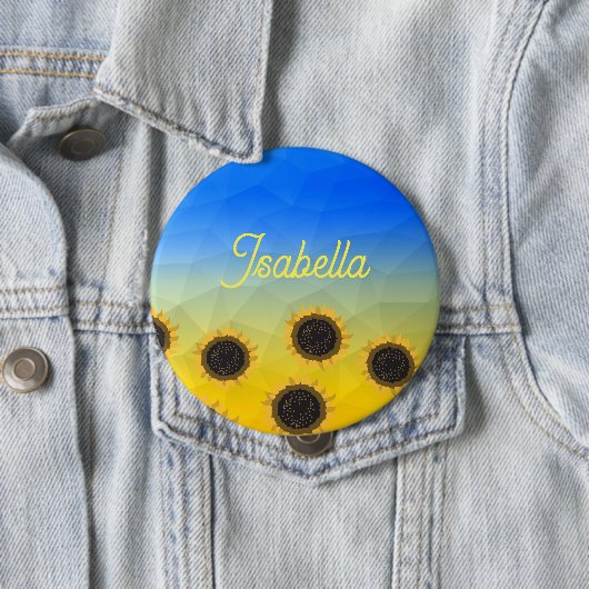 Ukraine geometry mesh pattern Flowers Your name 缶バッジ (インサイチュ)