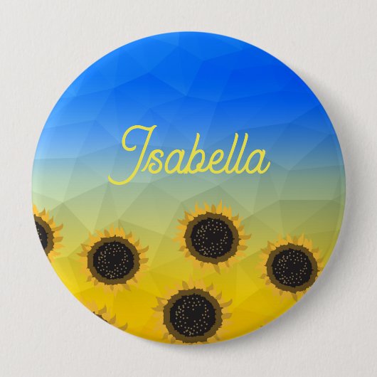 Ukraine geometry mesh pattern Flowers Your name 缶バッジ (正面)