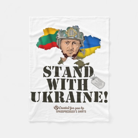 Ukraine Lithuania Flags Zelensky Stand With Ukrain フリースブランケット (正面)