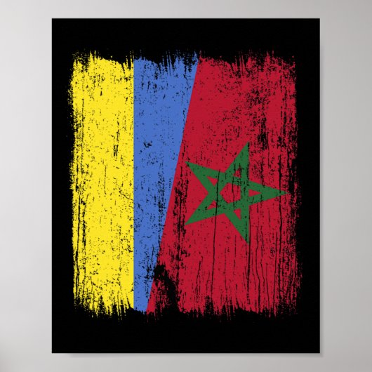 Ukraine Morocco Half Flag Ukrainian Moroccan Herit ポスター (正面)