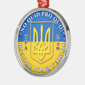 Ukraine "No Quid Pro Quo" round Christmas ornament メタルオーナメント (左)