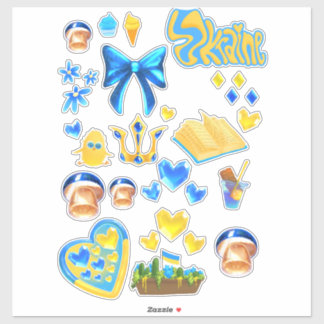 Ukraine scrapbook stickers blue yellow シール