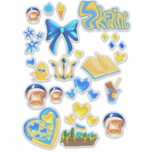 Ukraine scrapbook stickers blue yellow シール (正面)