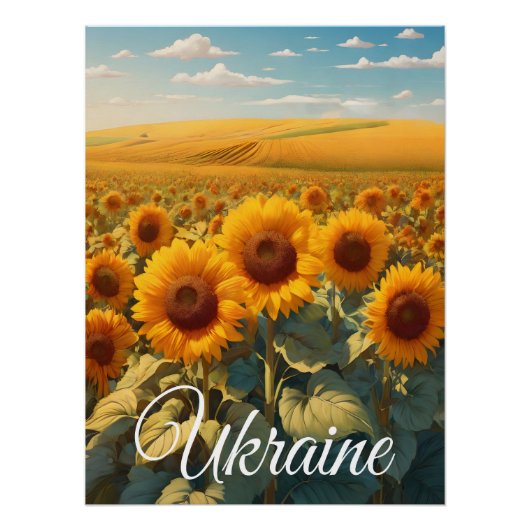 Ukraine Sunflower Field Travel Poster ポスター (正面)