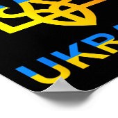 Ukraine Tryzub Trident Bold Modern Flag Style Grap ポスター (角)