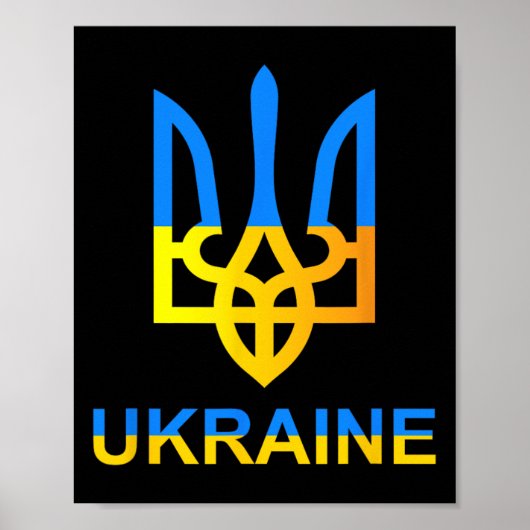 Ukraine Tryzub Trident Bold Modern Flag Style Grap ポスター (正面)