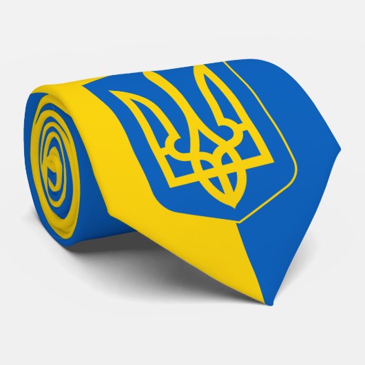 Ukraine, Tryzub, Ukrainian Flag / Coat of Arms Nec ネクタイ (ロール)