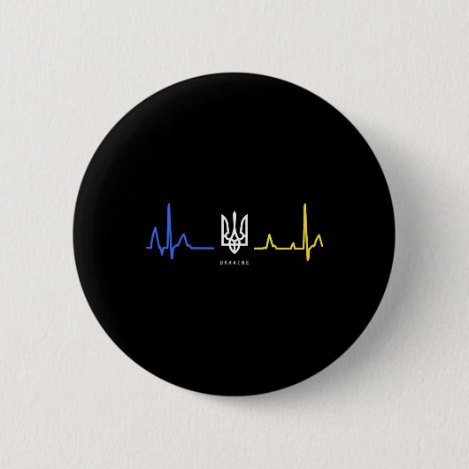 Ukraine Tryzub Ukrainian Flag Trident Zelensky Hea 缶バッジ (正面)
