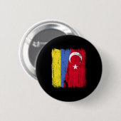 Ukraine Turkey Half Flag Turkiye Ukrainian Turkish 缶バッジ (正面&裏面)