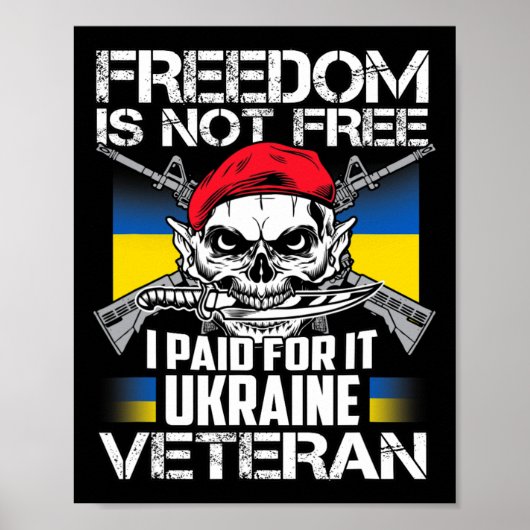 Ukraine Veteran Support Ukraine Map Flag Pride Blu ポスター (正面)