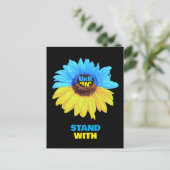 Ukraine watercolor sunflower blue yellow flag ポストカード (スタンド正面)