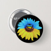 Ukraine watercolor sunflower blue yellow flag 缶バッジ (正面&裏面)