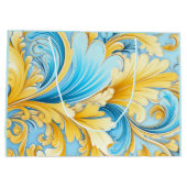 Ukrainian blue and yellow art motifs  ラージペーパーバッグ (裏面)