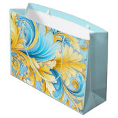 Ukrainian blue and yellow art motifs  ラージペーパーバッグ (裏面アングル)