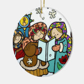 Ukrainian Christmas Carollers Folk Art Ceramic Orn セラミックオーナメント (左)