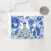 Ukrainian Churches of Kiev Blue  ノートカード (正面/裏面インサイチュ)