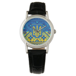 Ukrainian Coat of Arms & Vushuvanka folk art.  腕時計