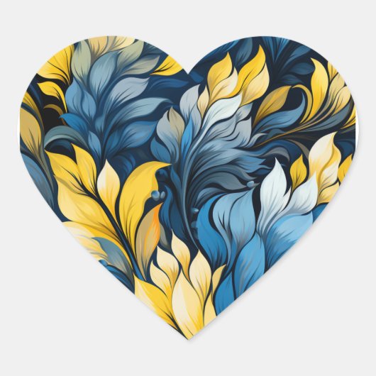 Ukrainian colours blue and yellow heart ハートシール (正面)