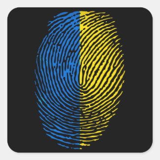Ukrainian DNA blue yellow fingerprint スクエアシール