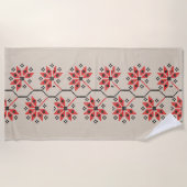 Ukrainian Embroidery Floral Folk Art  ビーチタオル (正面)