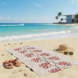 Ukrainian Embroidery Floral Folk Art  ビーチタオル