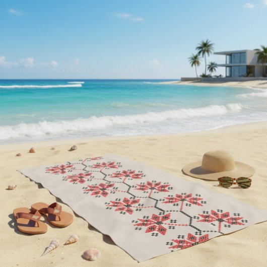 Ukrainian Embroidery Floral Folk Art  ビーチタオル