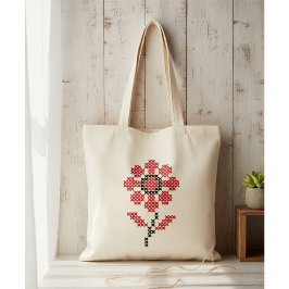Ukrainian Embroidery Flower Cross Stitch Tote Bag トートバッグ