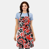 Ukrainian ethnic folk art floral pattern absrtact エプロン (着用した状態)
