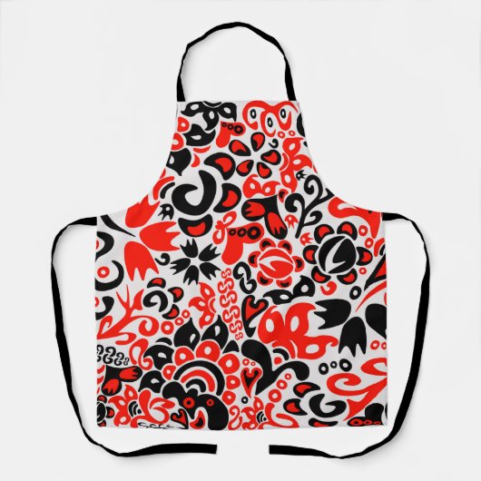 Ukrainian ethnic folk art floral pattern absrtact エプロン (正面)