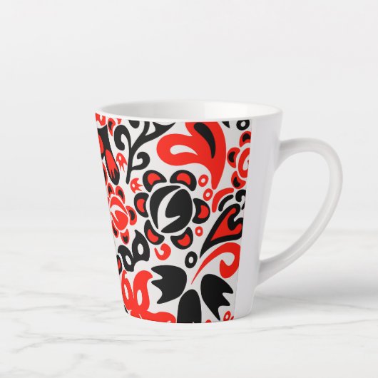 Ukrainian ethnic folk art floral pattern absrtact カフェラテマグ (右)