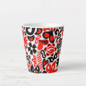 Ukrainian ethnic folk art floral pattern absrtact カフェラテマグ (正面)