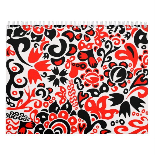 Ukrainian ethnic folk art floral pattern absrtact  カレンダー (カバー)