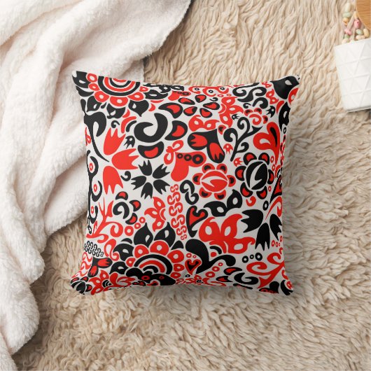 Ukrainian ethnic folk art floral pattern absrtact クッション (ブランケット)