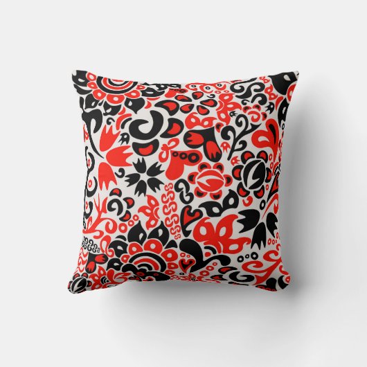 Ukrainian ethnic folk art floral pattern absrtact クッション (裏面)