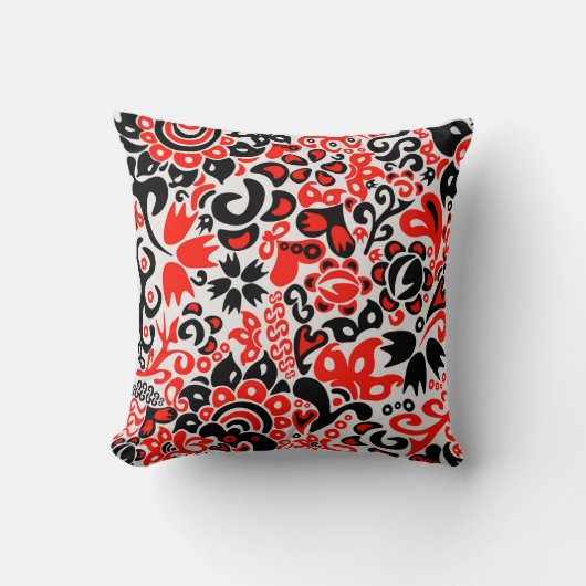 Ukrainian ethnic folk art floral pattern absrtact クッション (正面)