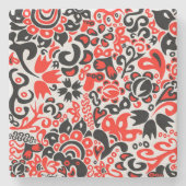 Ukrainian ethnic folk art floral pattern absrtact ストーンコースター (正面)