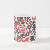 Ukrainian ethnic folk art floral pattern absrtact フロストグラスマグカップ (正面右)