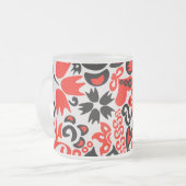 Ukrainian ethnic folk art floral pattern absrtact フロストグラスマグカップ (正面左)