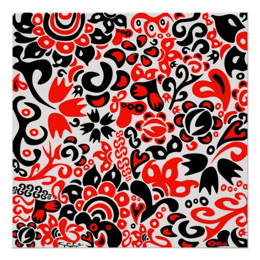 Ukrainian ethnic folk art floral pattern absrtact  ポスター (正面)